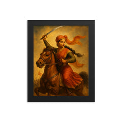 Rani Lakshmibai framed print on a plain backdrop in size 8"x10".