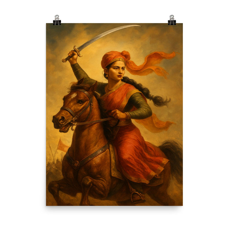 Rani Lakshmibai poster on a plain backdrop in size 8