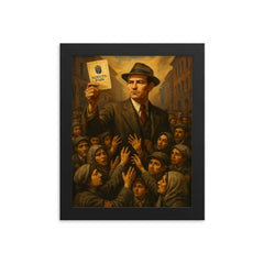 Raoul Wallenberg and safe passport crowd framed print on a plain backdrop in size 8"x10".