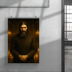 Rasputin in candlelit court with icy stare poster 4