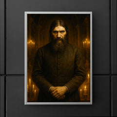 Rasputin in candlelit court with icy stare poster 5