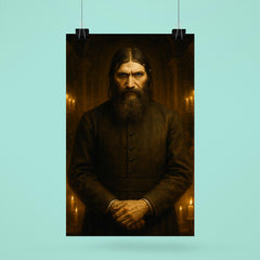Rasputin in candlelit court with icy stare poster 6