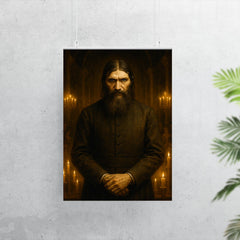 Rasputin in candlelit court with icy stare poster 7
