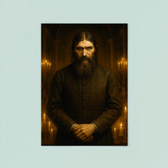 Rasputin in candlelit court with icy stare poster 8