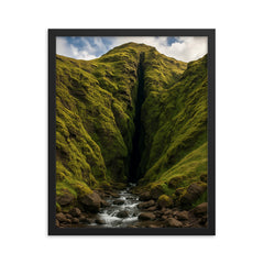 Raudfeldsgja Gorge Iceland framed print on a plain backdrop in size 16"x20".