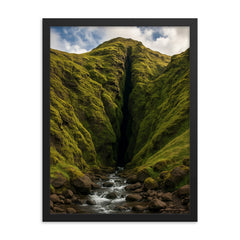 Raudfeldsgja Gorge Iceland framed print on a plain backdrop in size 18"x24".