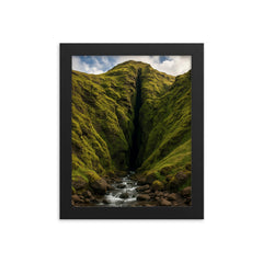 Raudfeldsgja Gorge Iceland framed print on a plain backdrop in size 8"x10".