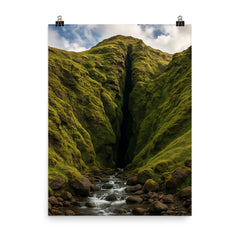 Raudfeldsgja Gorge Iceland poster on a plain backdrop in size 8"x10".