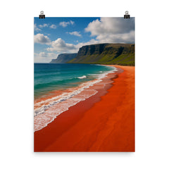Raudisandur Red Beach Iceland poster on a plain backdrop in size 8"x10".