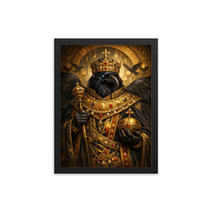 Raven king in Byzantine loros framed print on a plain backdrop in size 12"x16".
