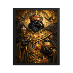 Raven king in Byzantine loros framed print on a plain backdrop in size 16"x20".