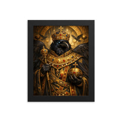 Raven king in Byzantine loros framed print on a plain backdrop in size 8"x10".