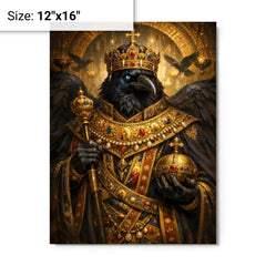 Raven king in Byzantine loros metal print on a plain backdrop in size 12"x16".