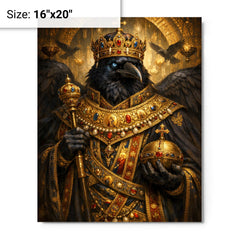 Raven king in Byzantine loros metal print on a plain backdrop in size 16"x20".