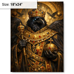 Raven king in Byzantine loros metal print on a plain backdrop in size 18"x24".