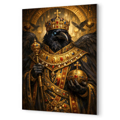 Raven king in Byzantine loros metal print mockup