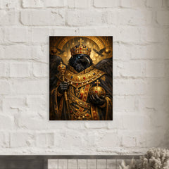 Raven king in Byzantine loros metal print mockup