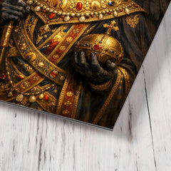 Raven king in Byzantine loros metal print mockup