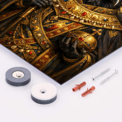 Raven king in Byzantine loros metal print mockup