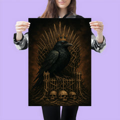 Raven king on iron throne of bones poster 3