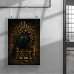 Raven king on iron throne of bones poster 4