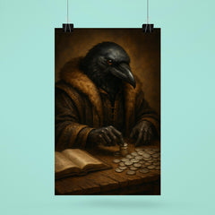 Raven tax collector counting silver in fur lined robes poster 6