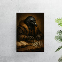 Raven tax collector counting silver in fur lined robes poster 7