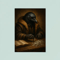 Raven tax collector counting silver in fur lined robes poster 8