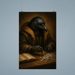 Raven tax collector counting silver in fur lined robes poster 9
