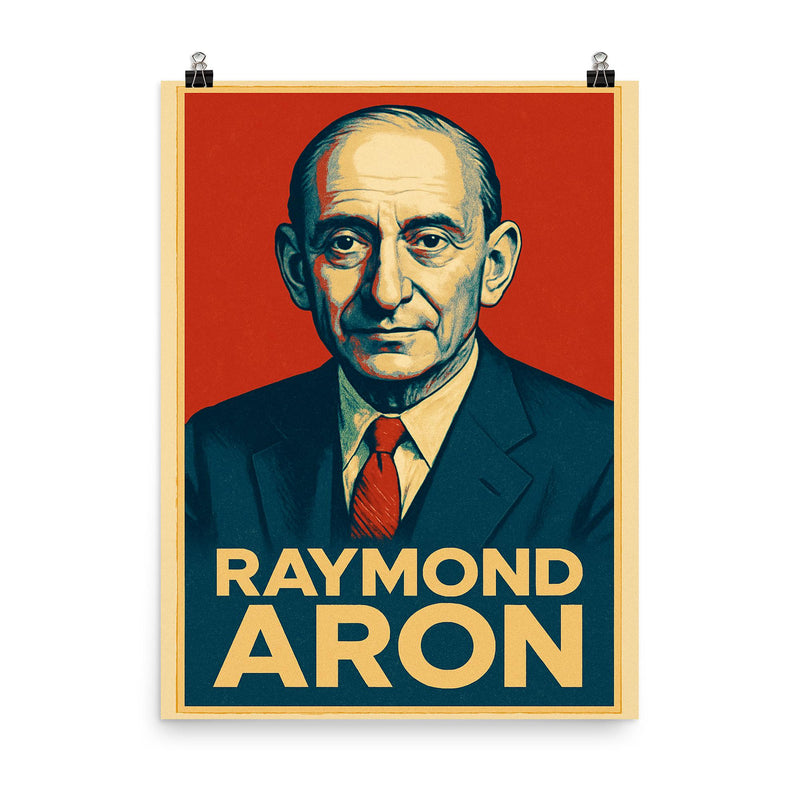 Raymond Aron poster on a plain backdrop in size 8