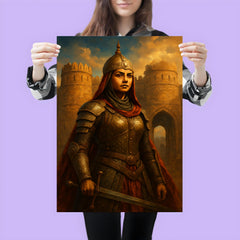 Razia Sultan in armor before Delhi gates poster 3