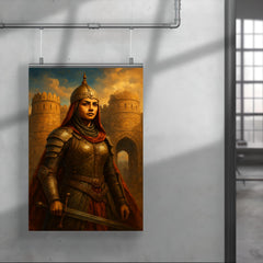 Razia Sultan in armor before Delhi gates poster 4