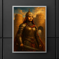 Razia Sultan in armor before Delhi gates poster 5