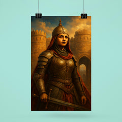 Razia Sultan in armor before Delhi gates poster 6