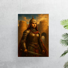 Razia Sultan in armor before Delhi gates poster 7
