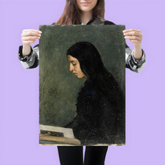 Reading Black Haired Woman by Adolf von Becker poster 3