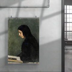 Reading Black Haired Woman by Adolf von Becker poster 4