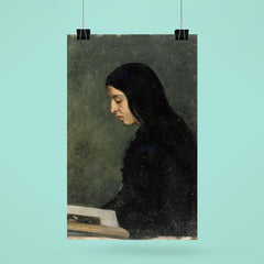 Reading Black Haired Woman by Adolf von Becker poster 6