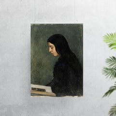 Reading Black Haired Woman by Adolf von Becker poster 7