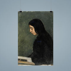 Reading Black Haired Woman by Adolf von Becker poster 9