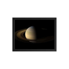 Real picture of Saturn from Cassini official framed print on a plain backdrop in size 12"x16".