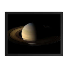 Real picture of Saturn from Cassini official framed print on a plain backdrop in size 18"x24".