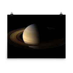 Real picture of Saturn from Cassini official poster on a plain backdrop in size 8"x10".