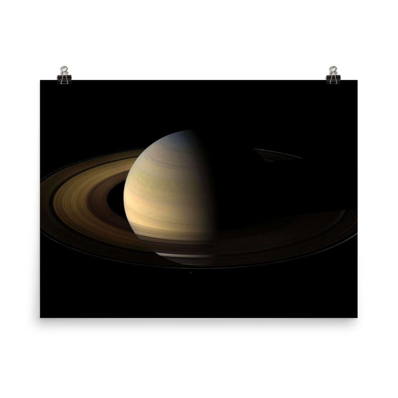 Real picture of Saturn from Cassini official poster on a plain backdrop in size 8