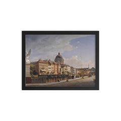 Rear View of the Houses at Schloßfreiheit by Eduard Gaertner framed print on a plain backdrop in size 12"x16".
