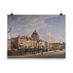 Rear View of the Houses at Schloßfreiheit by Eduard Gaertner poster on a plain backdrop in size 8"x10".