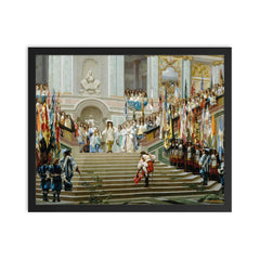 Reception of Le Grand Condé at Versailles by Jean-Léon Gérôme, 1878 framed print on a plain backdrop in size 16"x20".