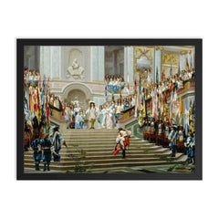 Reception of Le Grand Condé at Versailles by Jean-Léon Gérôme, 1878 framed print on a plain backdrop in size 18"x24".