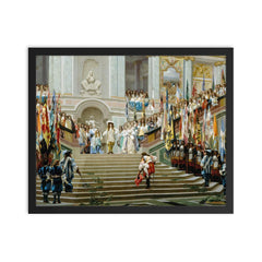 Reception of Le Grand Condé at Versailles by Jean-Léon Gérôme framed print on a plain backdrop in size 16"x20".