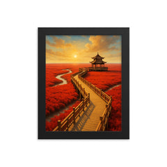 Red Beach Panjin China framed print on a plain backdrop in size 8"x10".
